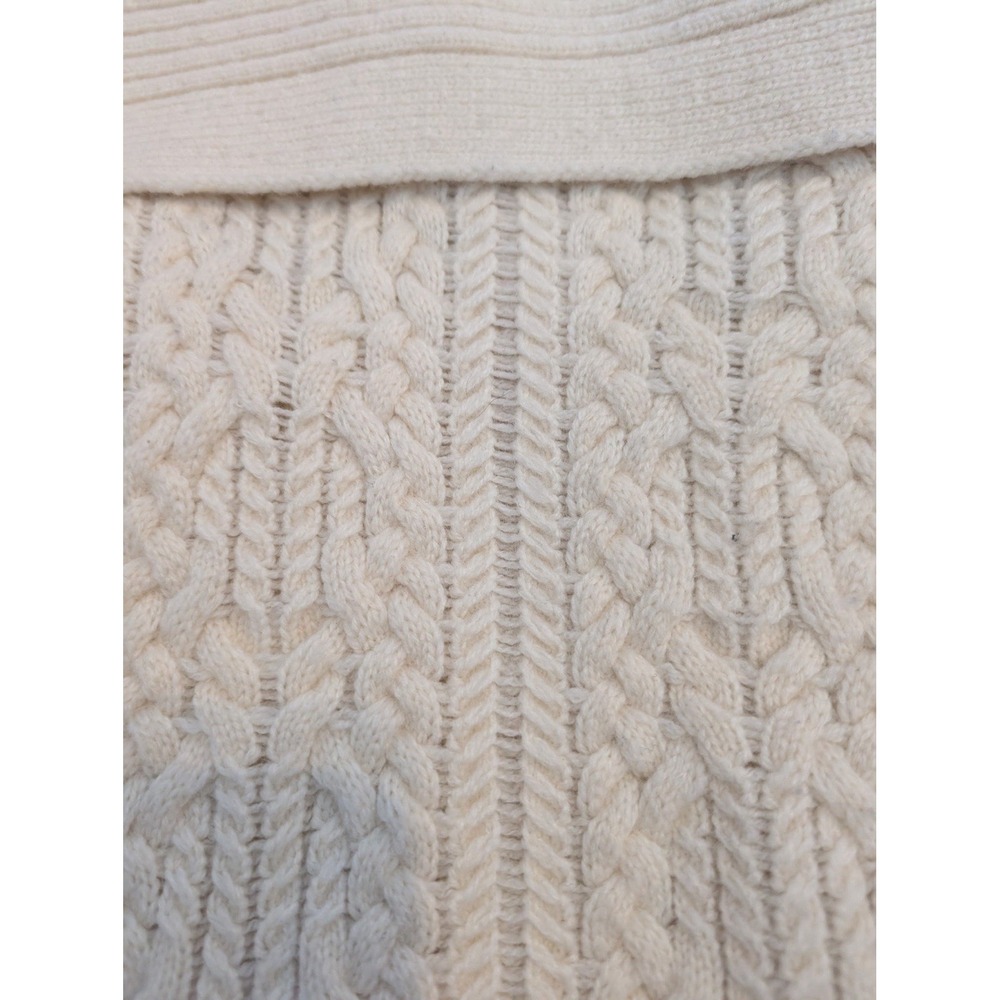 Woolrich Women's small Wool blend Cream Cable Knit Cowl Neck wrap Sweater Vest - Picture 6 of 9